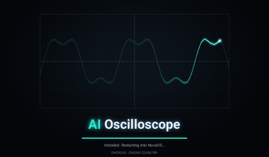NovaOS downloaded, its signature checked and installed: the scope restarts into it